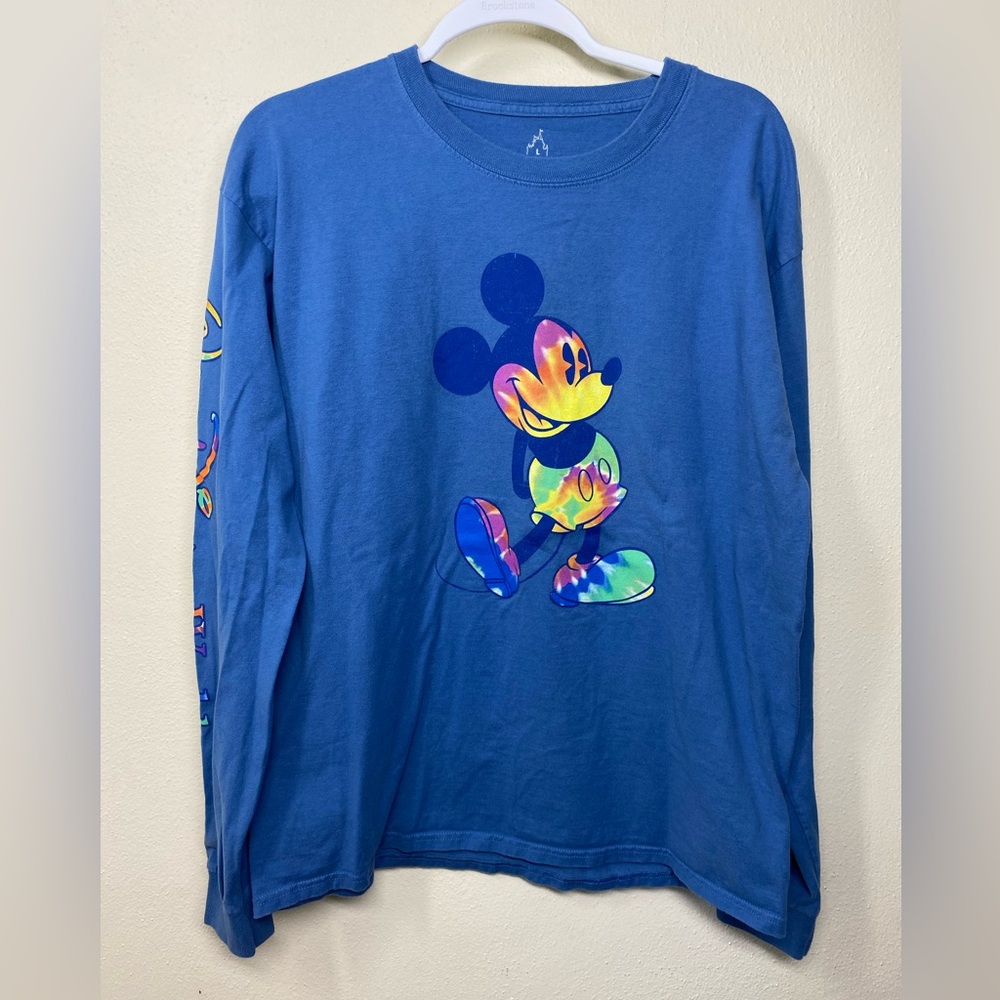 Official DISNEY Parks Tie-Dyed Mickey Mouse Long Sleeve Adult L